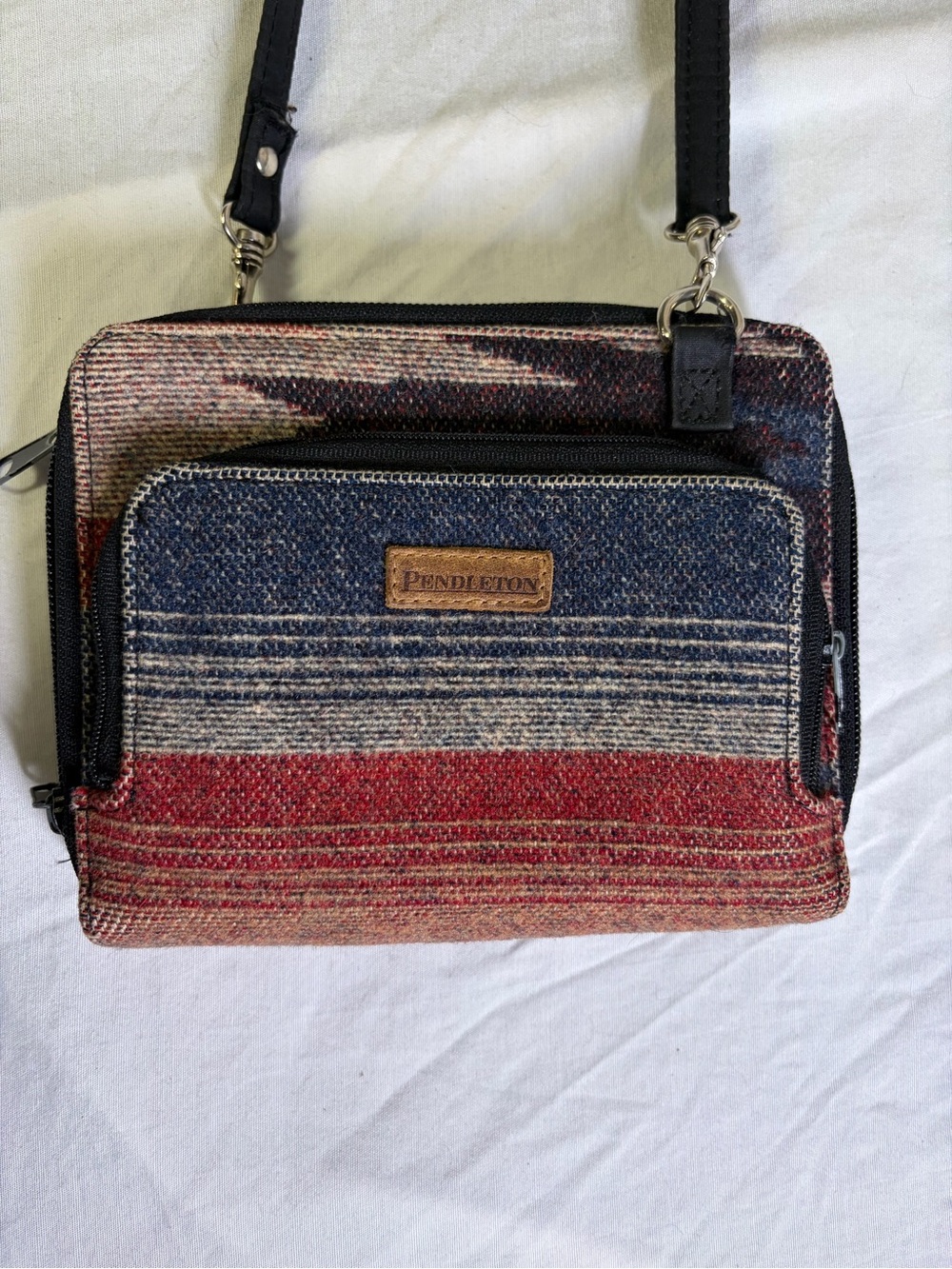 Pendleton Red, Blue & Cream Woven Crossbody Bag